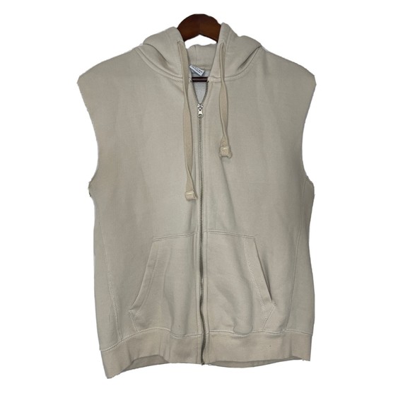 Zara Other - ZARA Tank Top Muscle Hoodie Sweatshirt Men's Med Sleeveless Cream